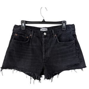 AGOLDE Parker Vintage Cut Off Shorts Size 30 Black Denim Jean Shorts Button Fly
